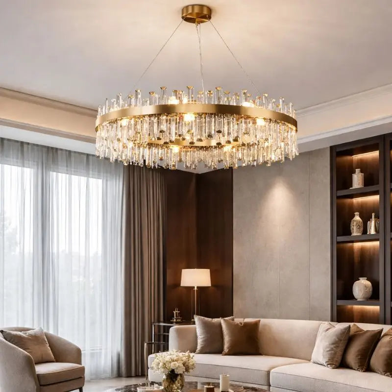 Crystal Round Designer Chandelier — close-up design detail
