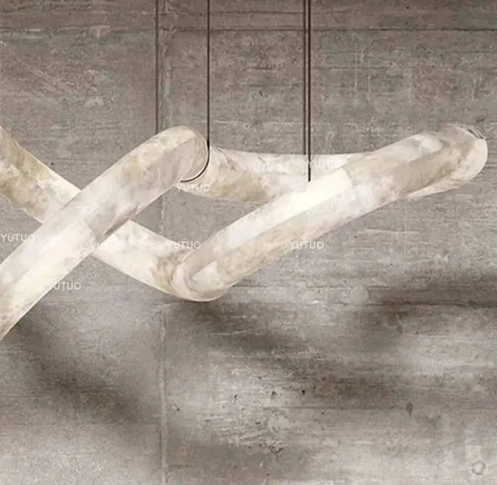 Designer Symmetrical Alabaster Modern Chandelier — alternate product view 5