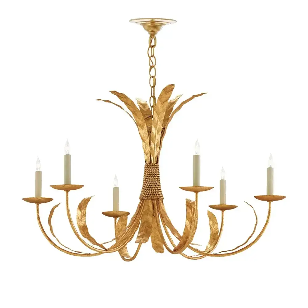 Solenne Gold Leaf Iron Pendant Light — alternate product view 1