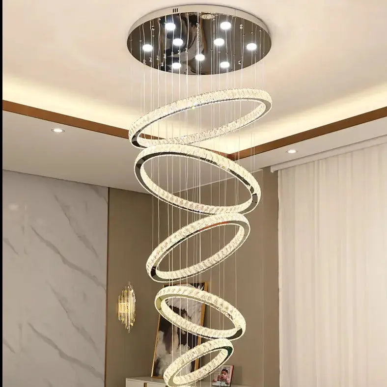 Rings Chandeliers for Loft Villa Duplex Design - Chrome — product view