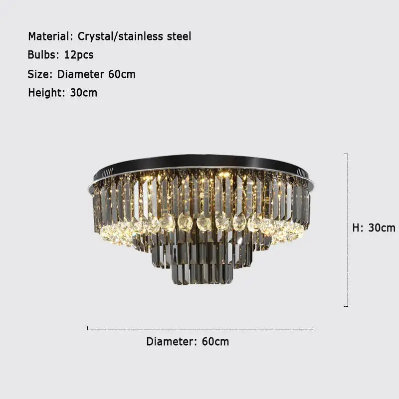 Luxury Crystal Ceiling Smoky Gray Lamp — alternate product view 7