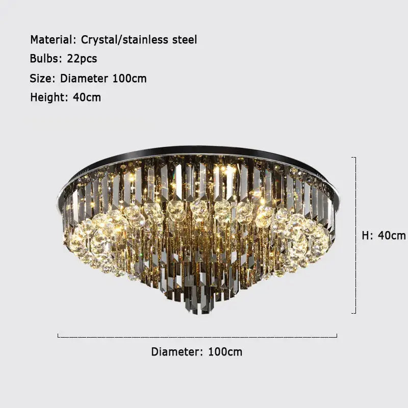 Luxury Crystal Ceiling Smoky Gray Lamp — alternate product view 9