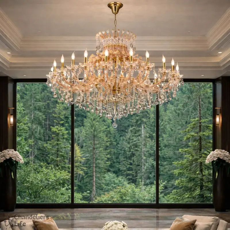 Luxurious Amber Crystal Chandelier — close-up design detail 2