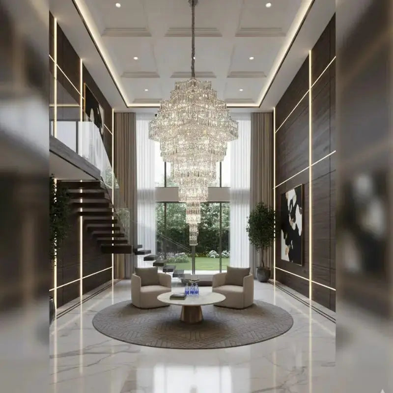 Luxury Villa Chandeliers Star Staircase Crystal Chandelier — close-up design detail