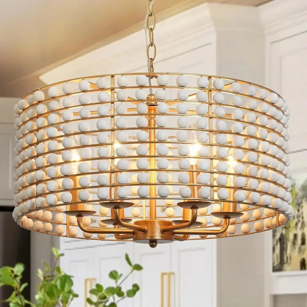 Boho Wood Farmhouse Chandelier — product view