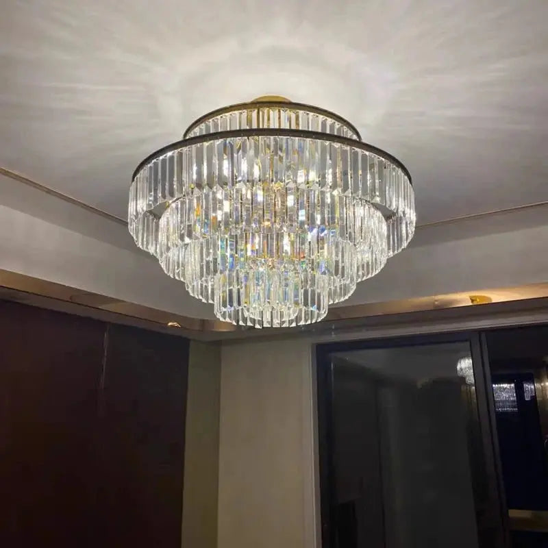 Modern Crystal Chandelier Villa Bedroom Round Lamp — alternate product view 4