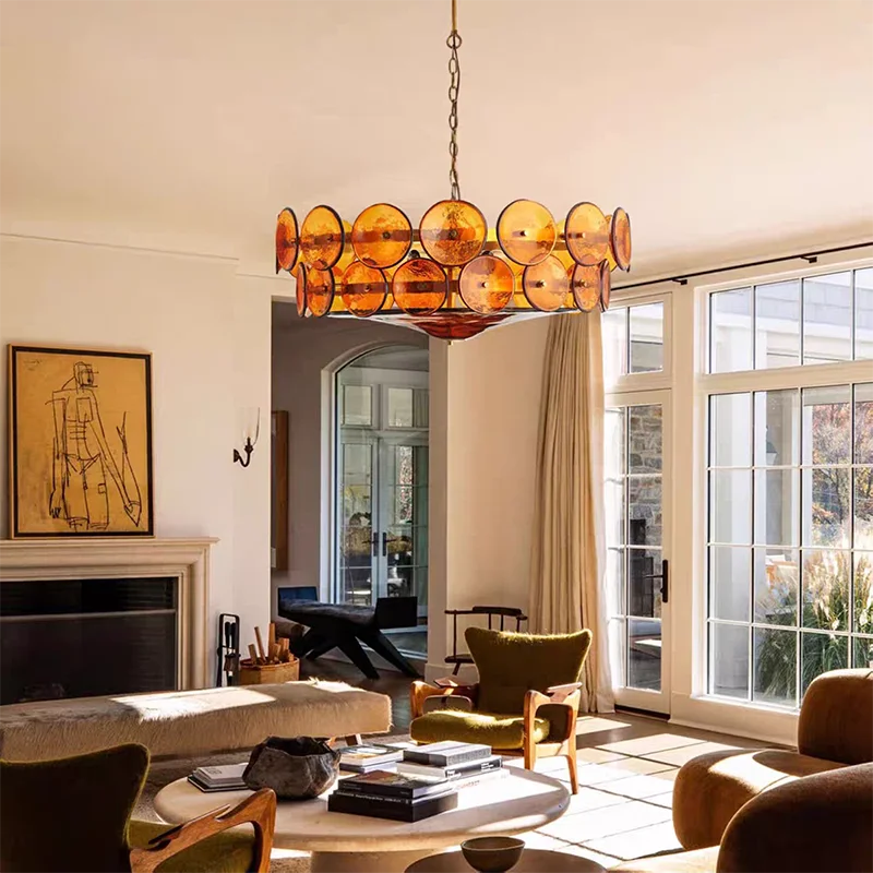 Ambra Murano-inspired Amber Glass chandelier, product gallery image 2 of 13