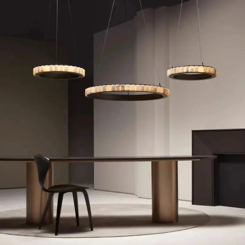 Modern Minimalist Designer Alabaster Chandelier — product view
