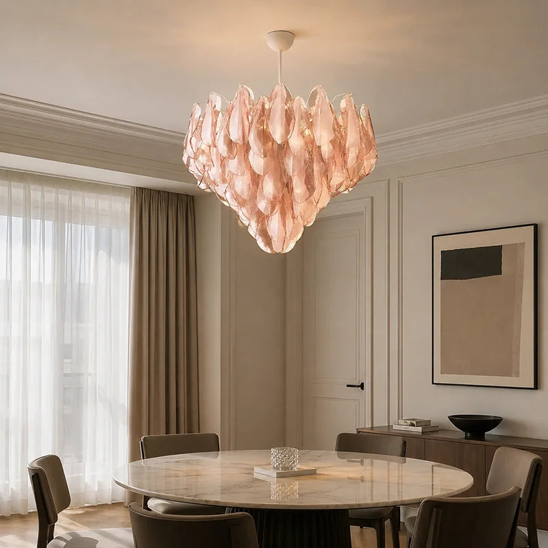 Petal glass chandelier with sculptural floral-inspired detailing