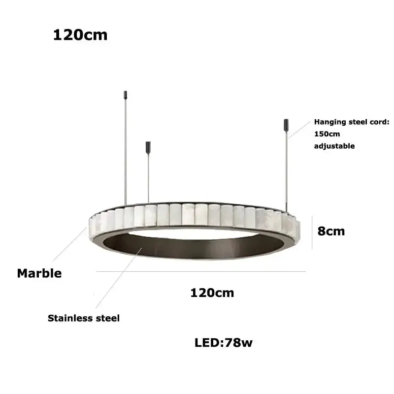 Modern Minimalist Designer Alabaster Chandelier — alternate product view 9