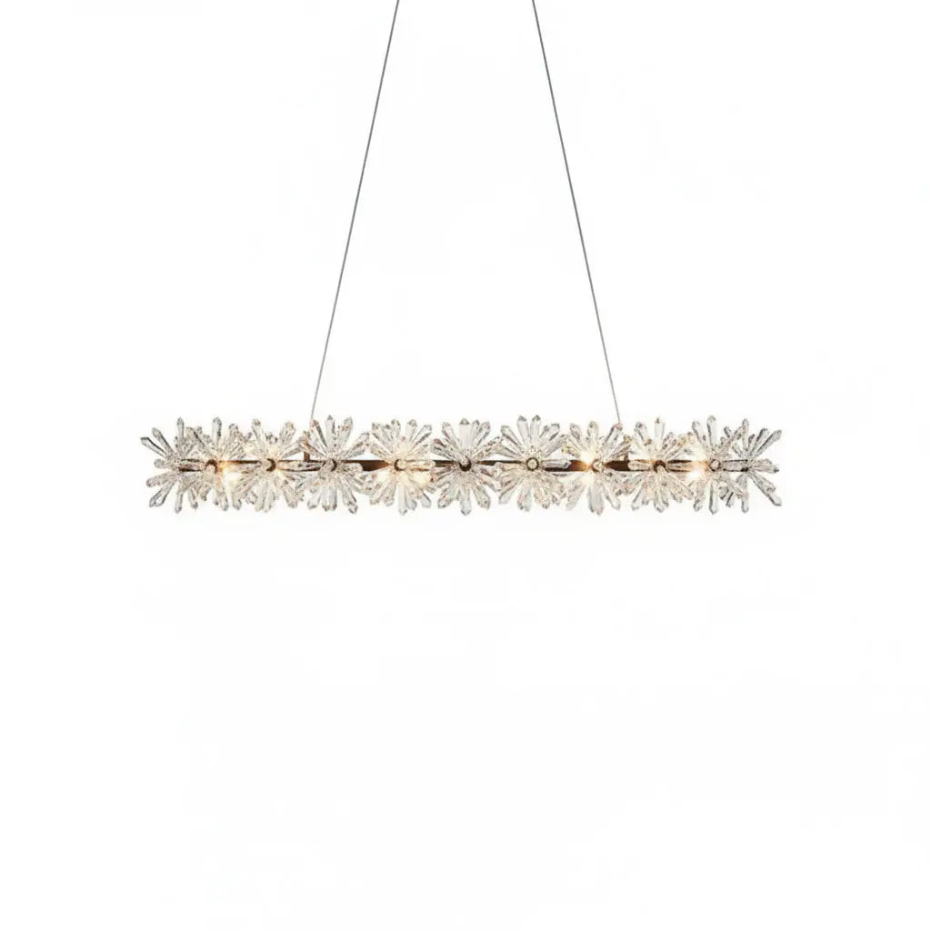 Modern Crystal Flower Long Chandelier — alternate product view 1