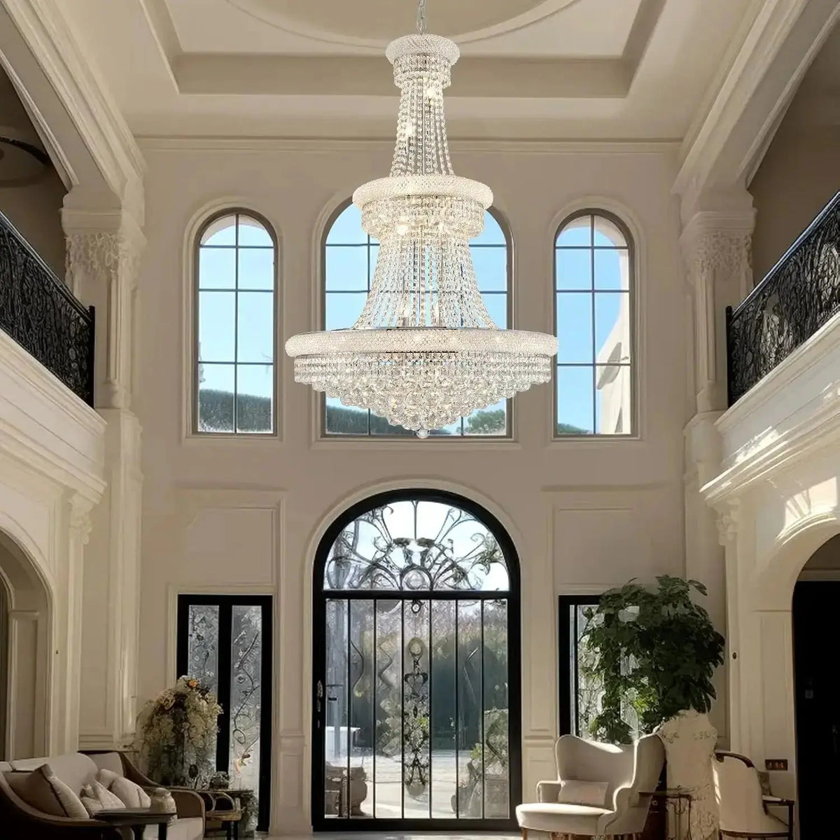 Modern Empire Crystal Chrome Chandelier — alternate product view 2