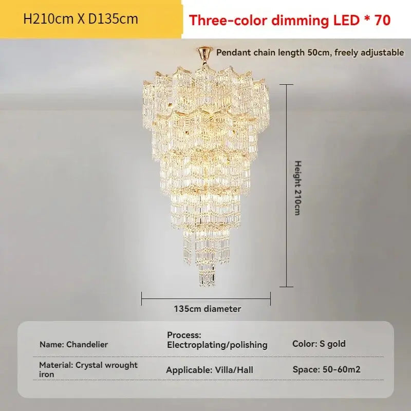 Modern Luxury Stairs Large Crystal Chandeliers — alternate product view 7