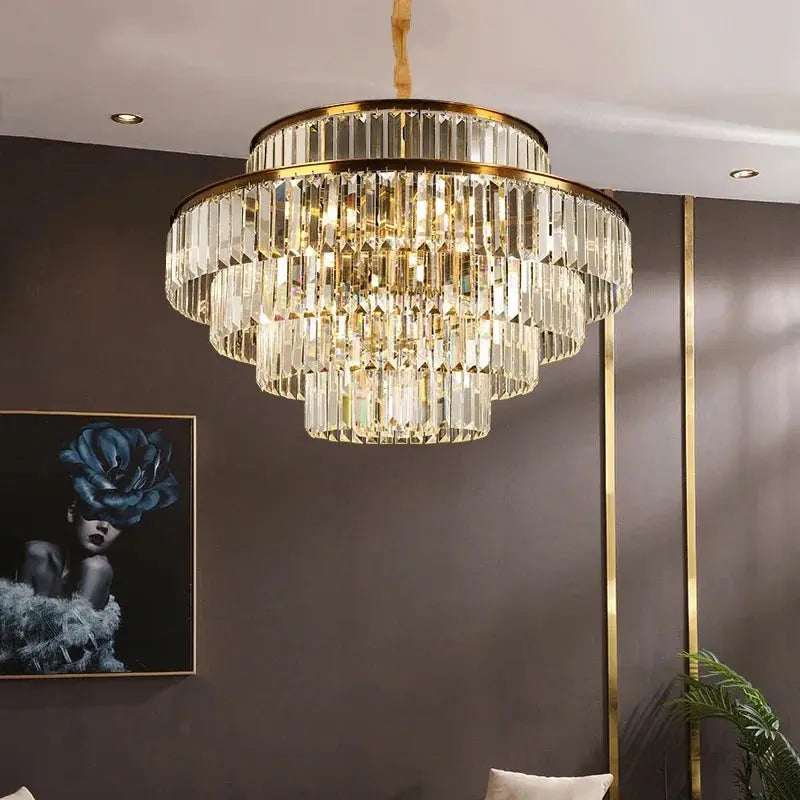 Modern Crystal Chandelier Villa Bedroom Round Lamp — alternate product view 2