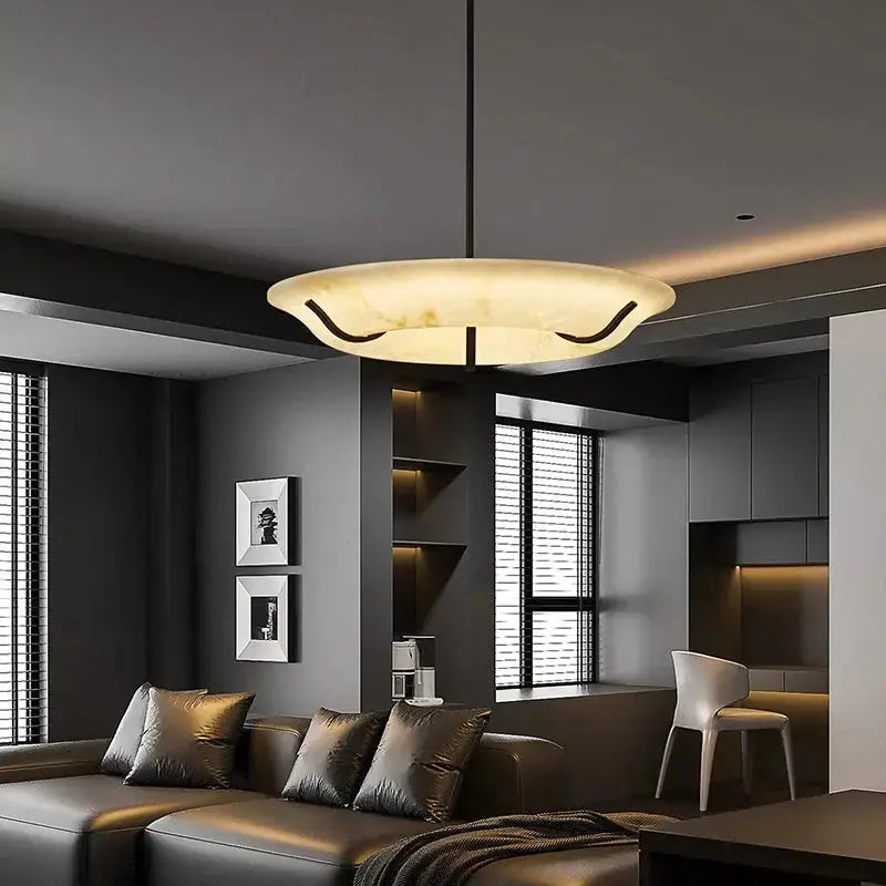 American Retro Alabaster Ring Chandelier — product view