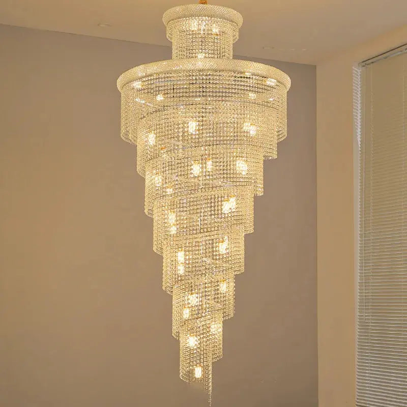 Luxury Gold Crystal Staircase Chandelier for High Ceilings — alternate product view 2