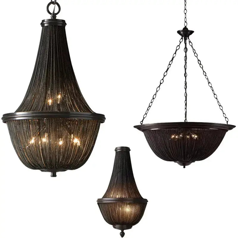 Black American Tassel Ceiling Chandelier — alternate product view 1