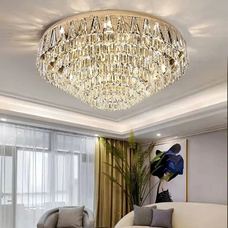 Rectangular Round Crystal Luxury Ceiling Lamp — alternate product view 5