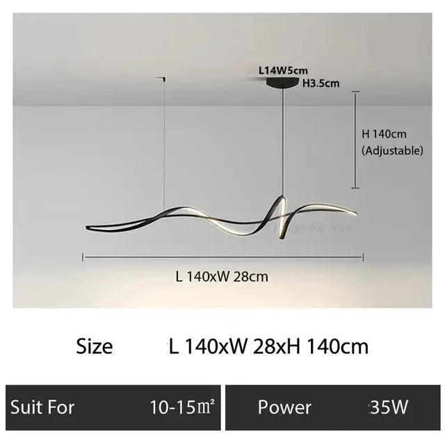 Ribbon Shape Design Dining Island LED Chandelier — alternate product view 6