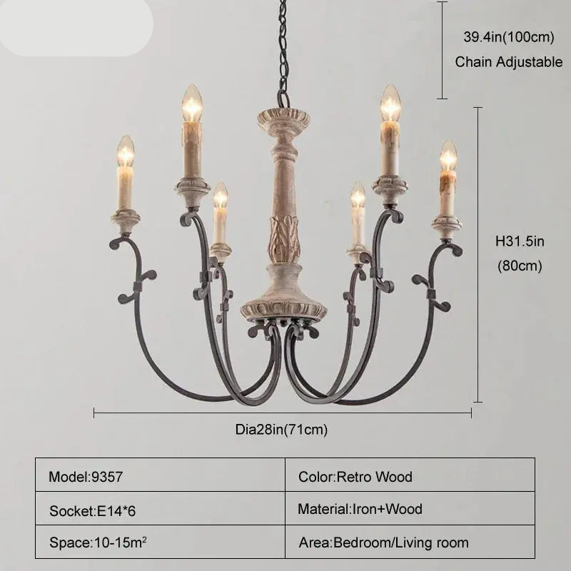 Entryway Retro Wooden Chandelier — alternate product view 5