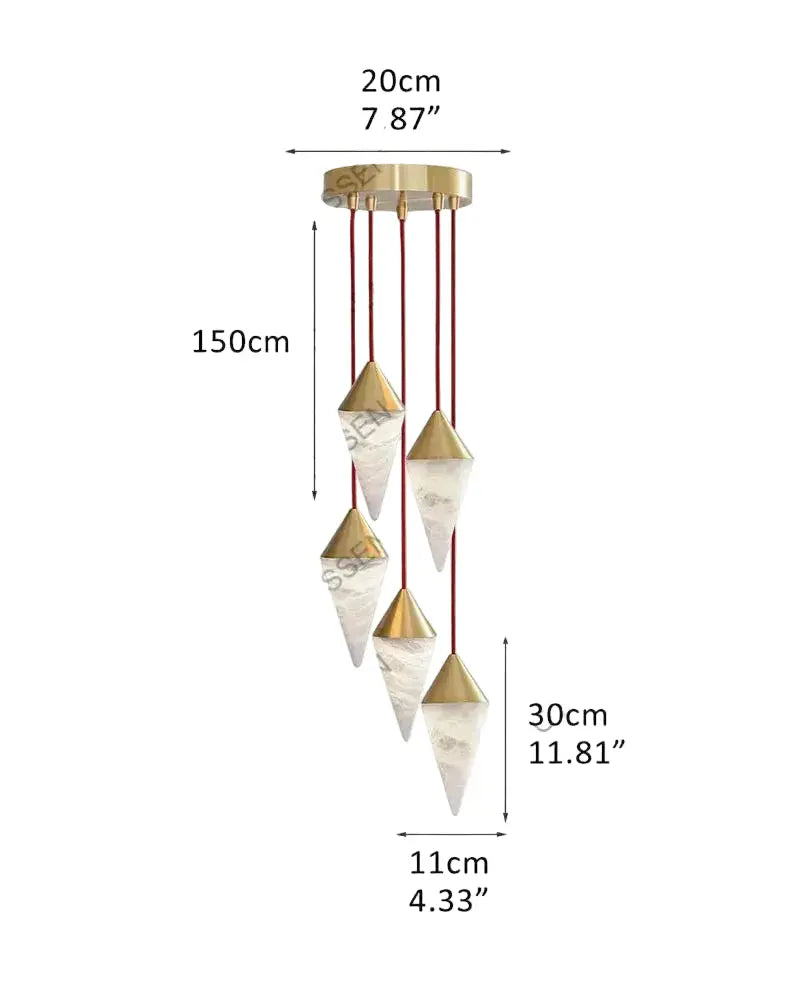 Modern Alabaster Cone Cluster Chandelier — alternate product view 15