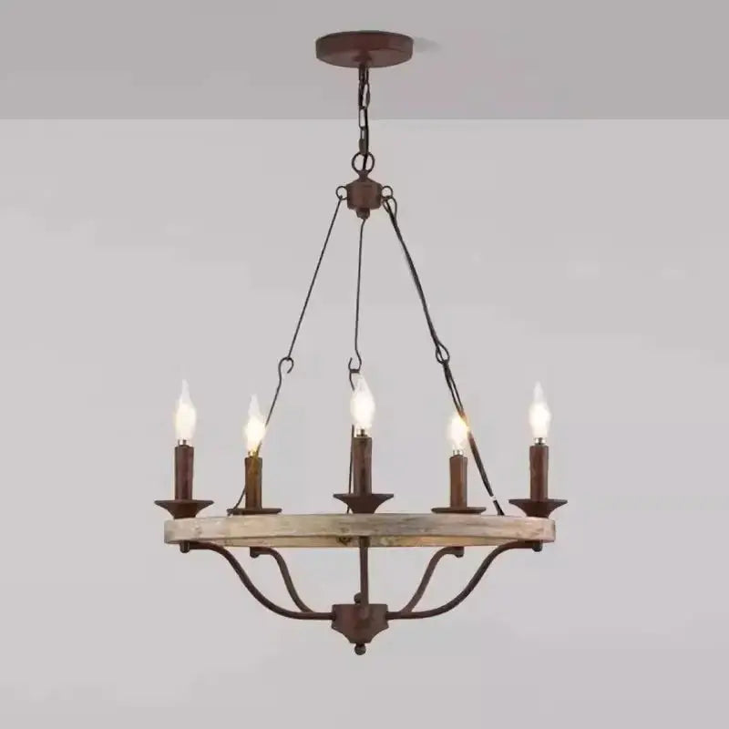 Retro American Bedroom Wood Chandelier — alternate product view 1
