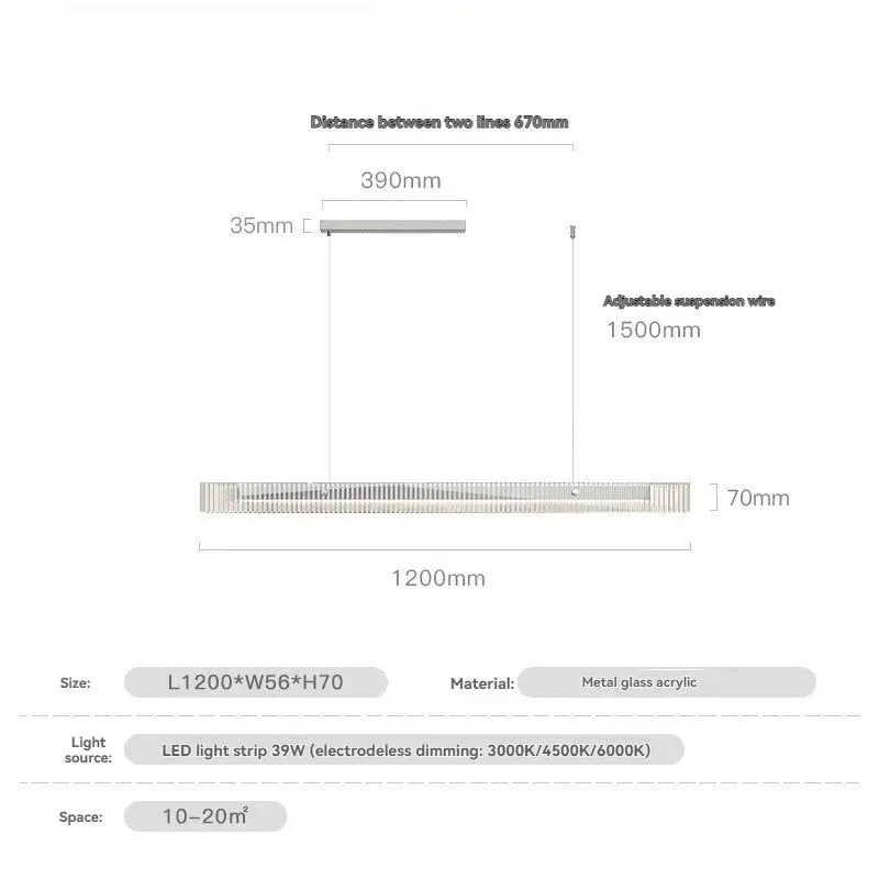 Minimalist Black Linear Chandelier Above Dining Table — alternate product view 19