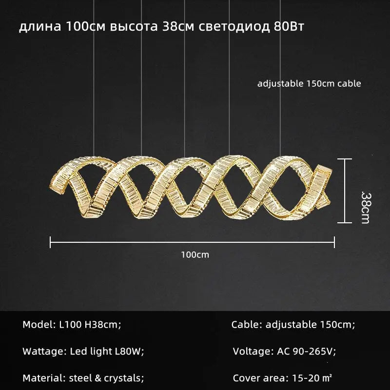 Luxury Led Wave Crystal Chandelier — alternate product view 6