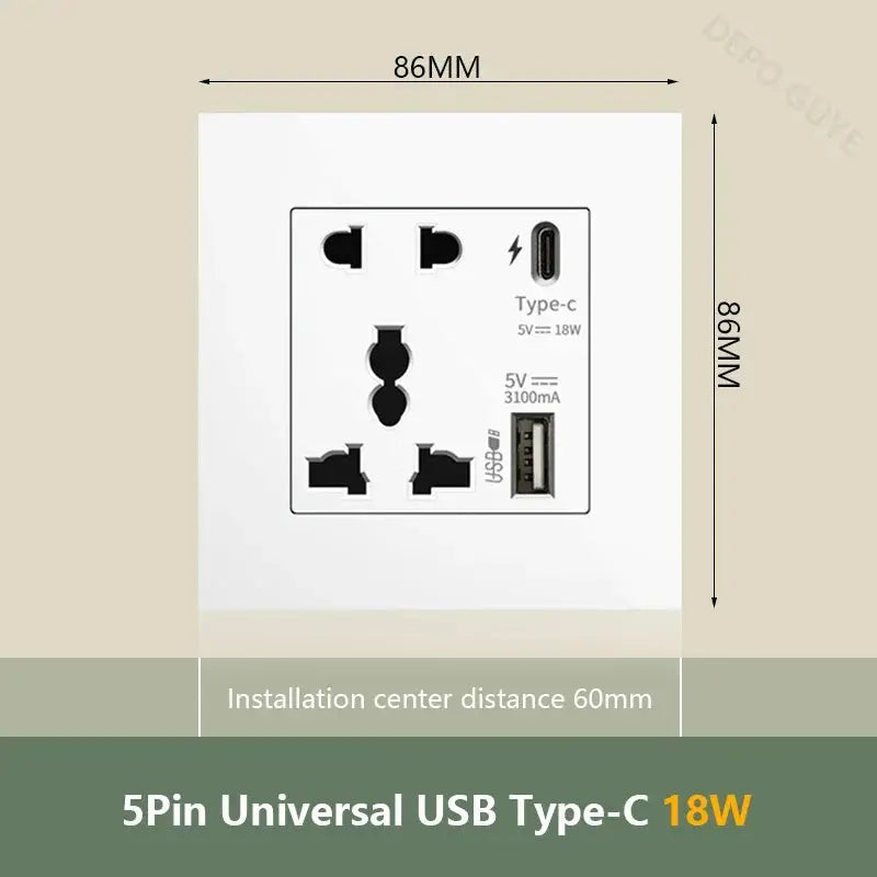 UK Wall Electrical Outlet with USB Charger — alternate product view 17
