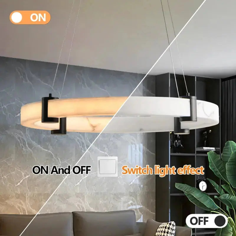 Luxury Ring Alabaster Pendant Chandelier — alternate product view 3