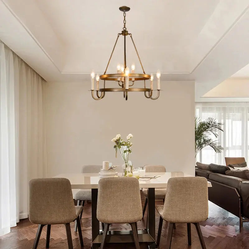 Designer Double-layer Candle Retro Bronze Pendant Light — alternate product view 2