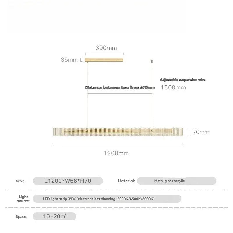 Minimalist Black Linear Chandelier Above Dining Table — alternate product view 20