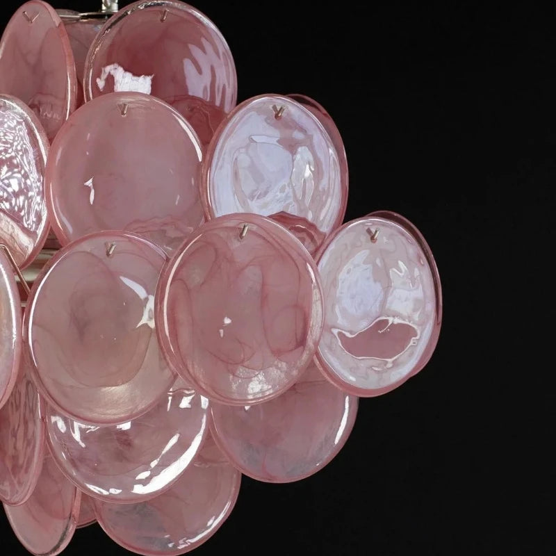 Elodie Murano-inspired Coloured Glass Disc chandelier, product gallery image 3 of 12