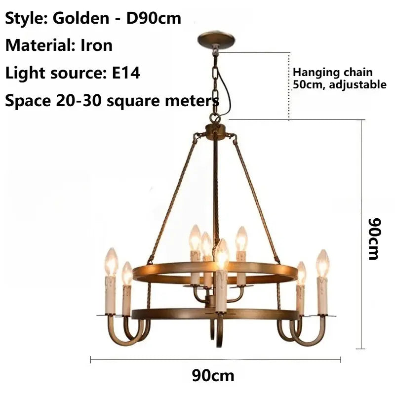 Designer Double-layer Candle Retro Bronze Pendant Light — alternate product view 6