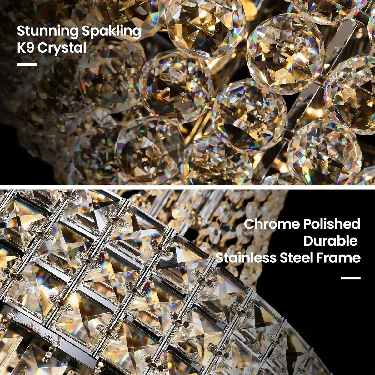 Modern Round Crystal Ceiling Light Fixture — alternate product view 4
