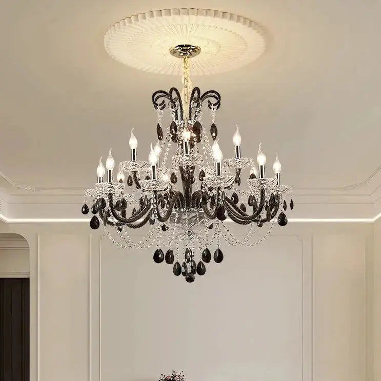 Black French Crystal Chandelier — alternate product view 1