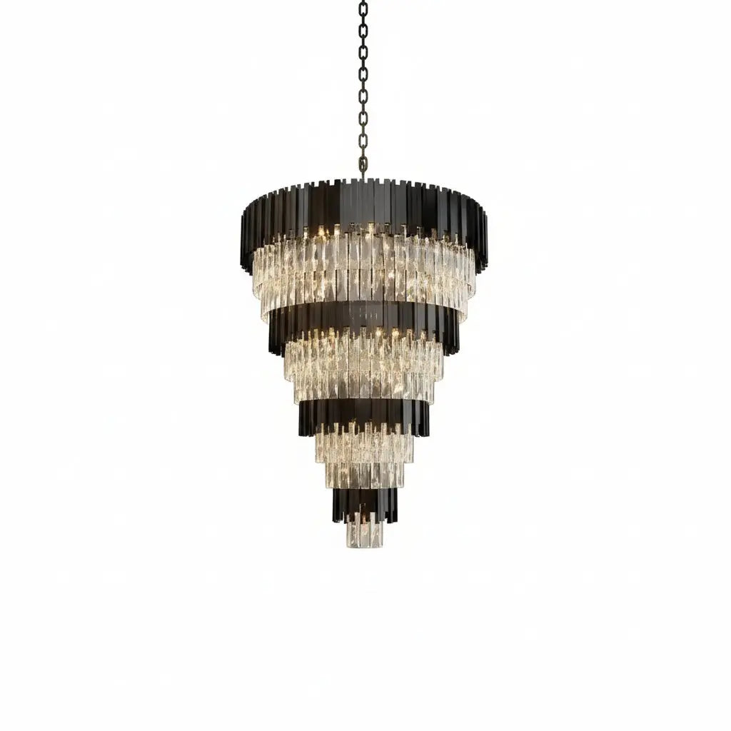 Luxury Black Crystal Chandelier For Large Staircase — alternate product view 1