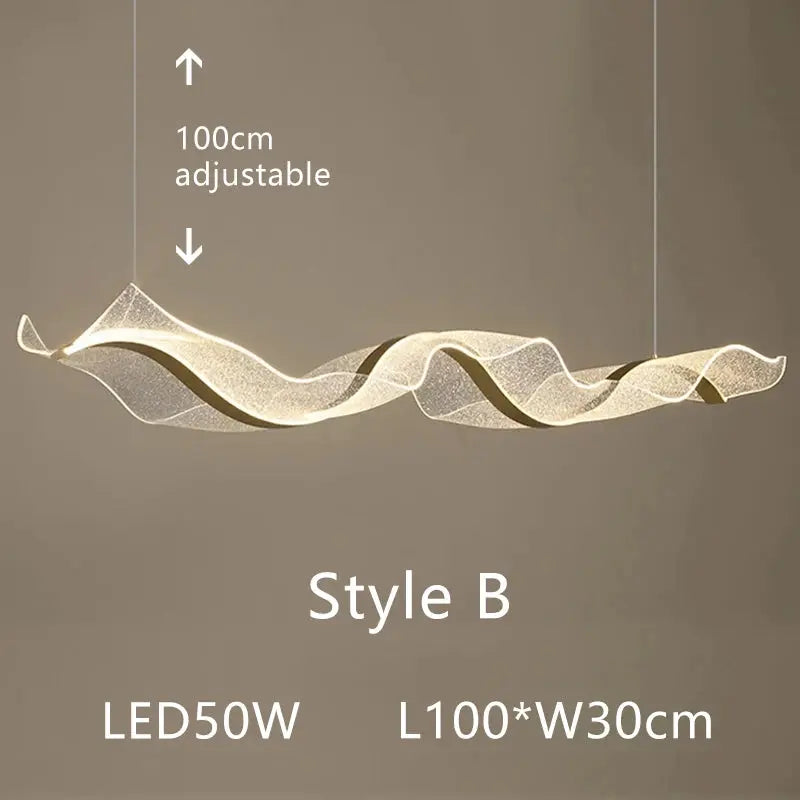 Modern Minimal LED Chandelier Wave Design — alternate product view 9