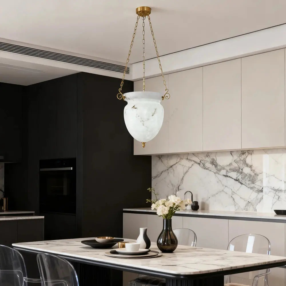 White Artistic Marble Chandelier For Dining Room — alternate product view 3