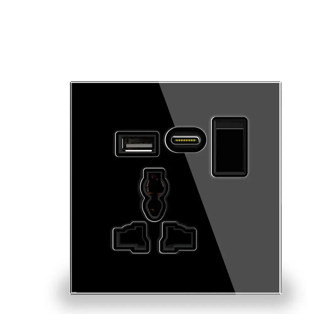 Dual USB Charger Electric Plug Wall Type C Power Socket — alternate product view 1