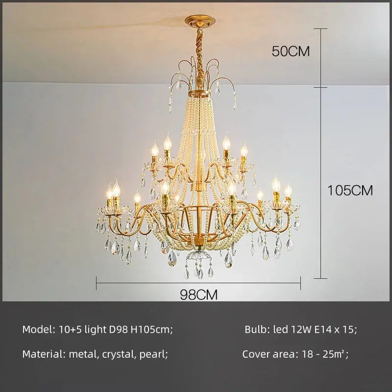 French Design Pearl Crystal Chandelier — alternate product view 16