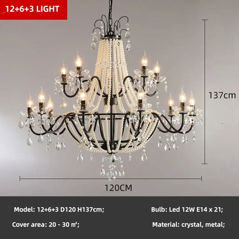 French Design Pearl Crystal Chandelier — alternate product view 18
