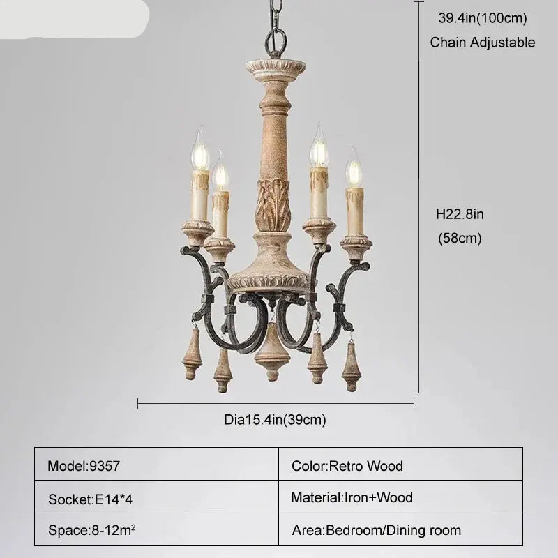 Entryway Retro Wooden Chandelier — alternate product view 6