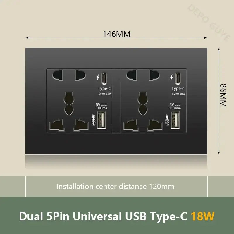 UK Wall Electrical Outlet with USB Charger — alternate product view 21