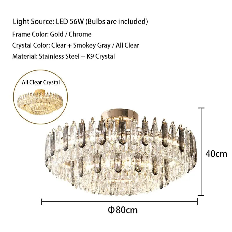 Modern Gold Crystal Ceiling Lights — alternate product view 9