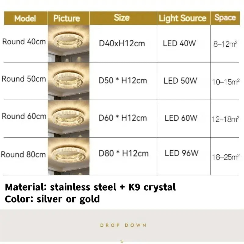 Round Crystal Led Ceiling Light — alternate product view 5