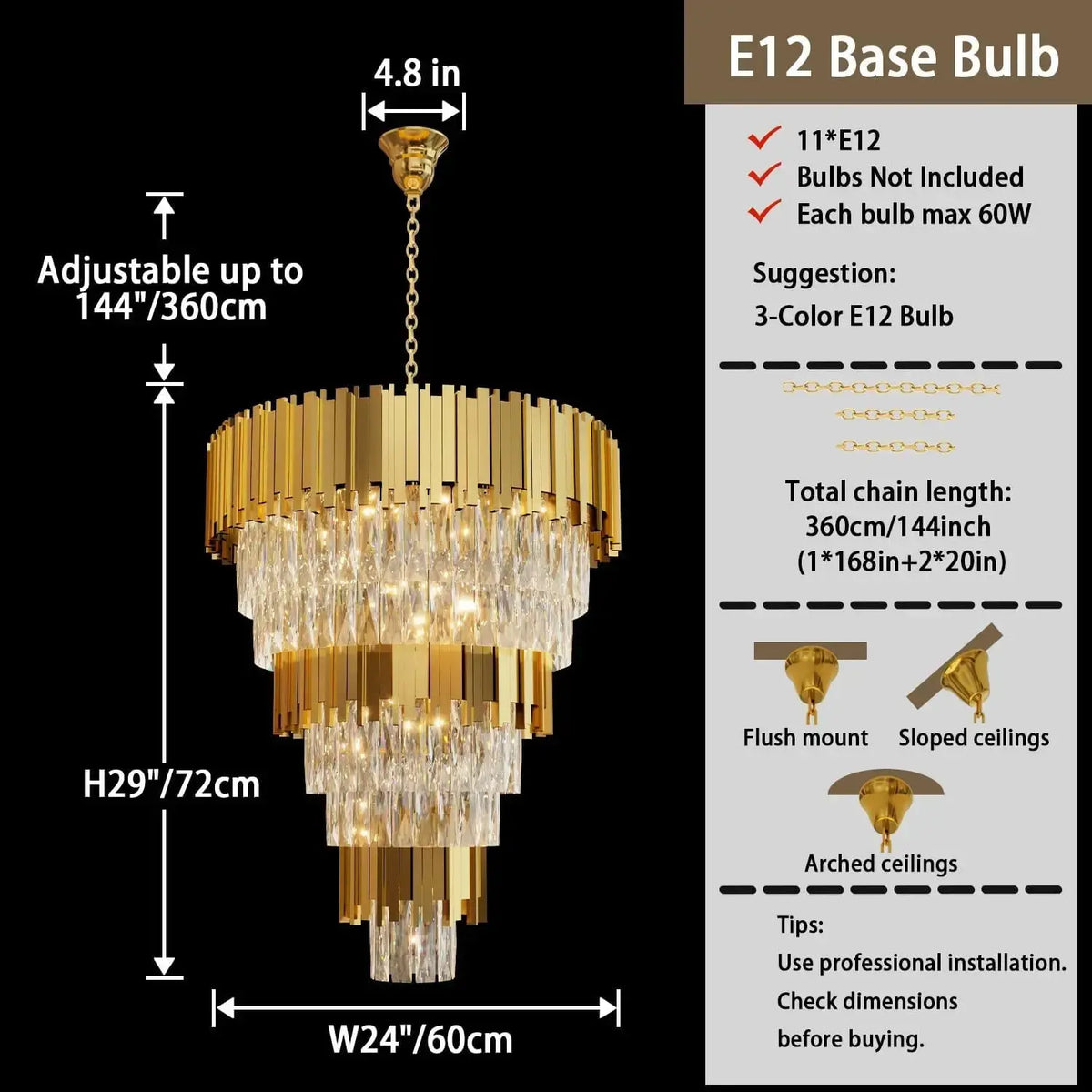 Luxury Black Crystal Chandelier For Large Staircase — alternate product view 7