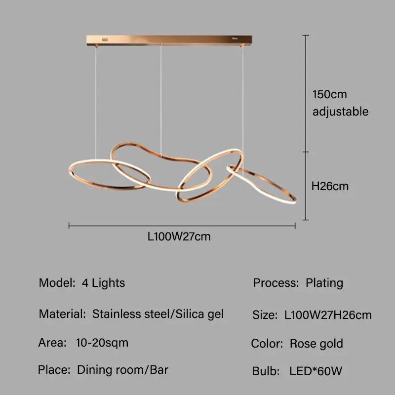 Modern Rose Gold LED Chandelier — alternate product view 11
