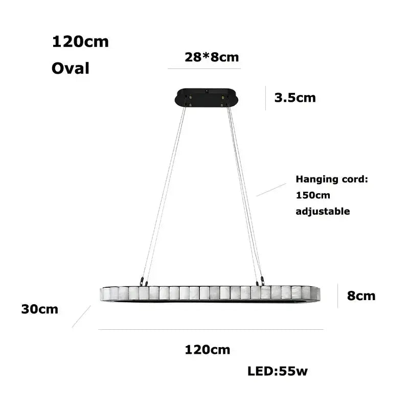 Modern Minimalist Designer Alabaster Chandelier — alternate product view 19