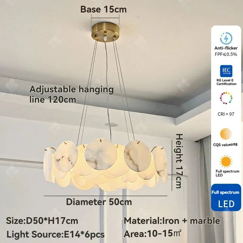 Modern White Marble Alabaster Round Lamp — alternate product view 10